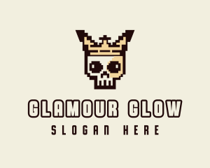 Pixelated - Cyber Crown Skull logo design