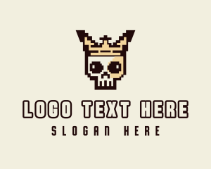 Pixel - Cyber Crown Skull logo design