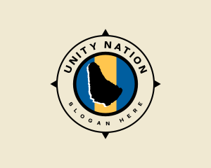 Nation - Barbados Map Flag logo design