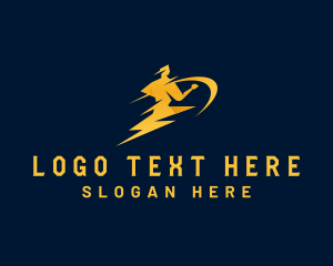 Runner - Human Lightning Power logo design