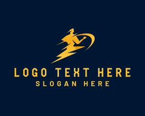 Fitness - Human Lightning Power logo design