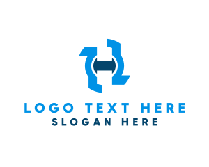 Blue - Tech Industrial Letter H logo design