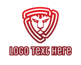 Shield - Red Shield Lion logo design