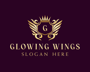 Premium Wing Crown Crest logo design