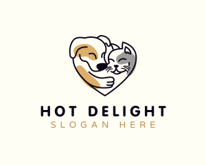 Cat Dog Pet Love logo design