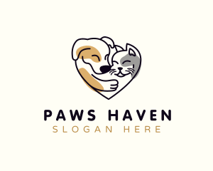 Cat Dog Pet Love logo design