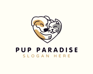 Cat Dog Pet Love logo design