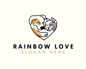 Cat Dog Pet Love logo design