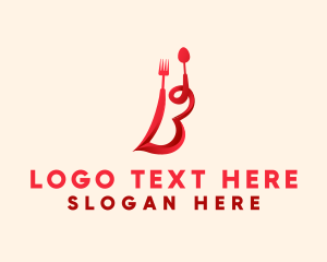 Red - Cursive Restaurant Letter B logo design