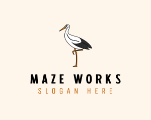 Wild Egret Bird  logo design