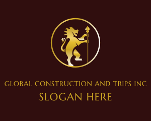 Silhouette - Gold Lion Spear logo design
