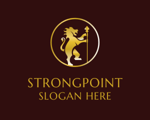 Symbol - Gold Lion Spear logo design