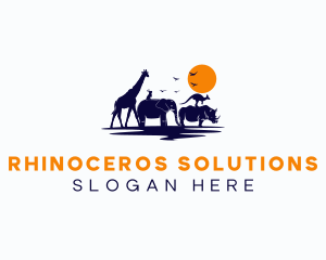 Rhinoceros - Animal Wildlife Safari logo design