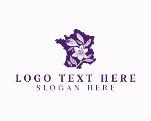 France - Lily Floral Map logo design
