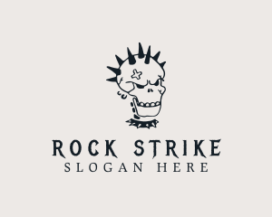 Gothic Punk Rocker Skull logo design