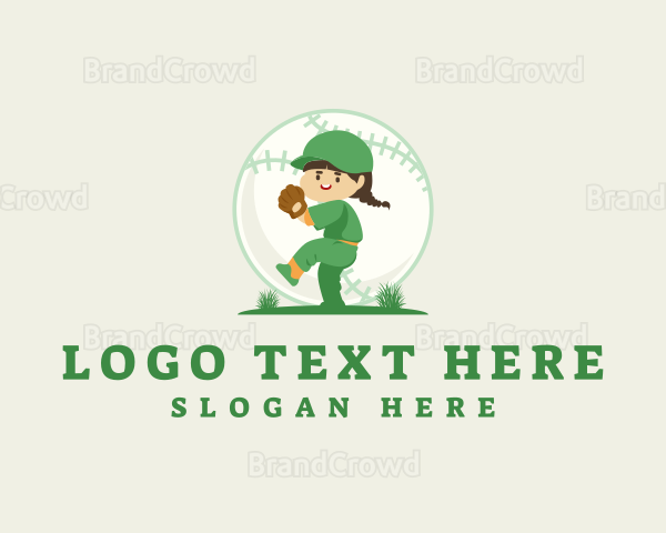 Baseball Kid Pitcher Logo