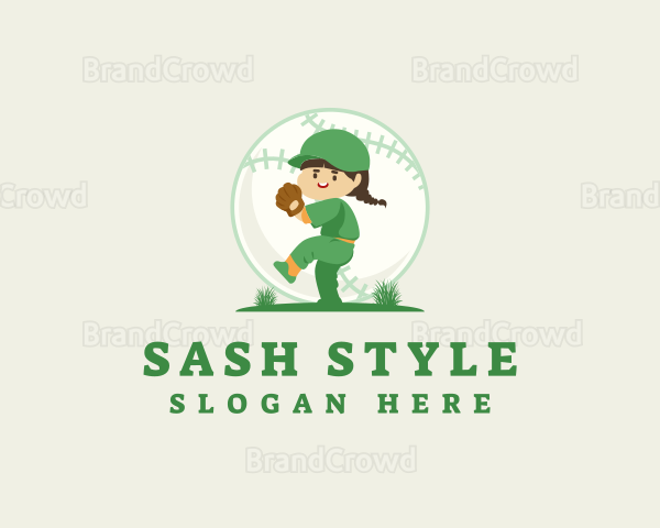 Baseball Kid Pitcher Logo