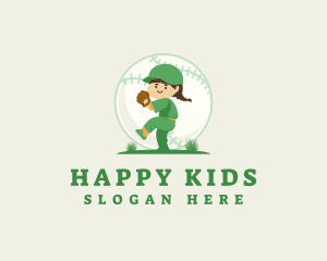 Baseball Kid Pitcher logo design