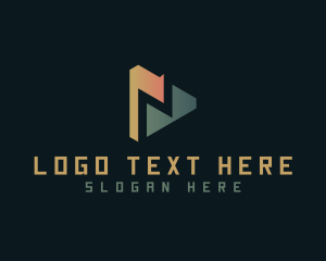 Soundcloud - Triangle Play Letter N logo design