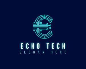 Digital Tech Letter E logo design