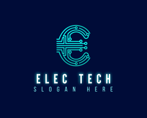 Digital Tech Letter E logo design