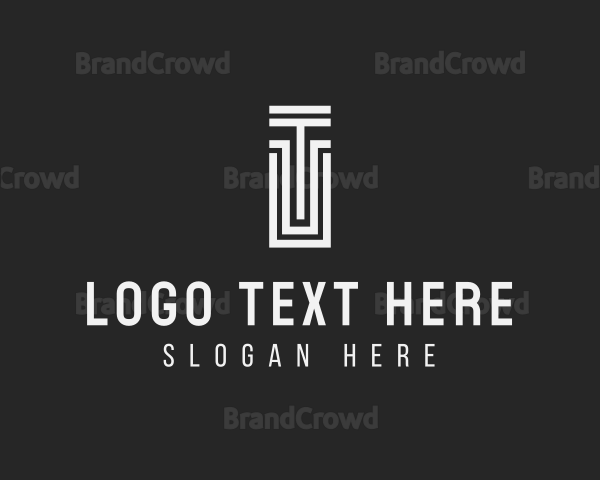 Column Path Maze Letter T Logo