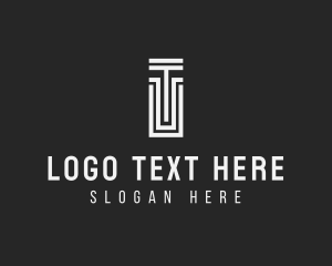 Insurers - Column Path Maze Letter T logo design