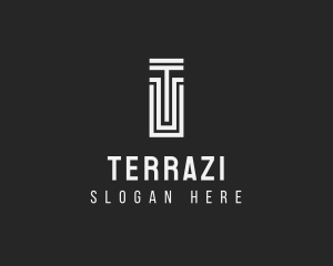 Column Path Maze Letter T logo design