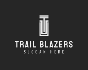 Column Path Maze Letter T logo design