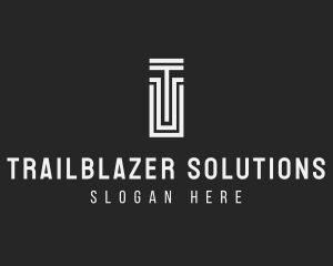 Column Path Maze Letter T logo design