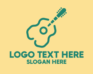 Line - Simple Green Guitar logo design