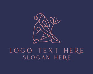 Sexy - Beauty Nude Woman Flower logo design