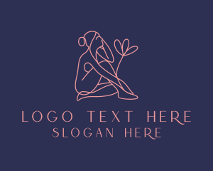 Massage - Beauty Nude Woman Flower logo design
