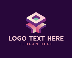 3d - Gradient 3D Cube logo design