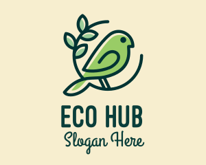 Cute Green Bird logo design