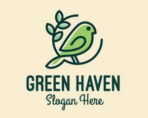 Cute Green Bird logo design