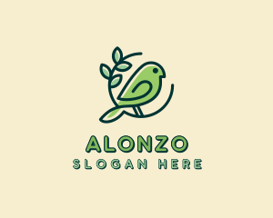 Cute Green Bird logo design