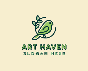 Cute Green Bird logo design