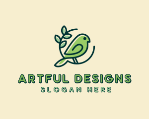 Cute Green Bird logo design