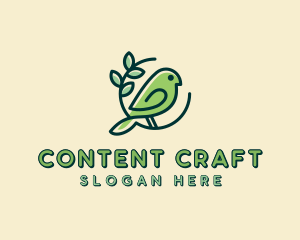 Cute Green Bird logo design