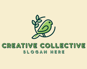 Cute Green Bird logo design