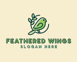 Cute Green Bird logo design