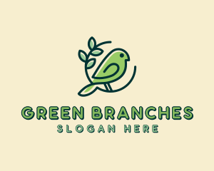 Cute Green Bird logo design