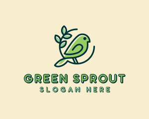 Cute Green Bird logo design