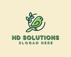 Cute Green Bird logo design