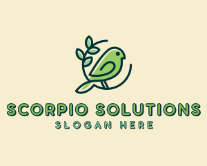 Cute Green Bird logo design