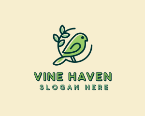 Cute Green Bird logo design