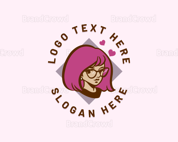 Cute Glasses Girl Logo