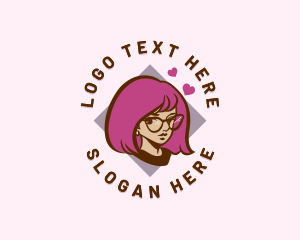 Hair Dye - Cute Glasses Girl logo design