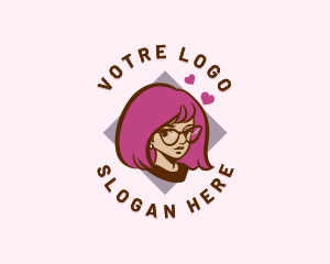 Cute Glasses Girl Logo